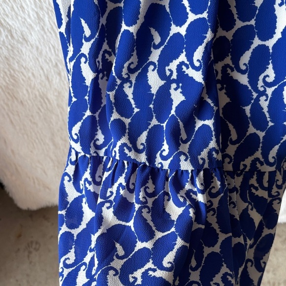 Talbots Vivid Blue and White Patterned Midi Dress - Picture 7 of 9